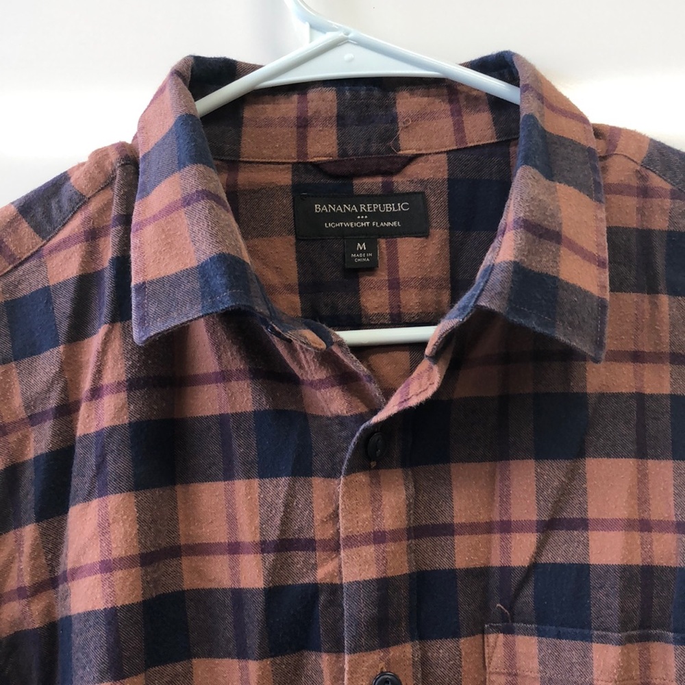 Banana Republic lightweight flannel - M - blue, copper, maroon